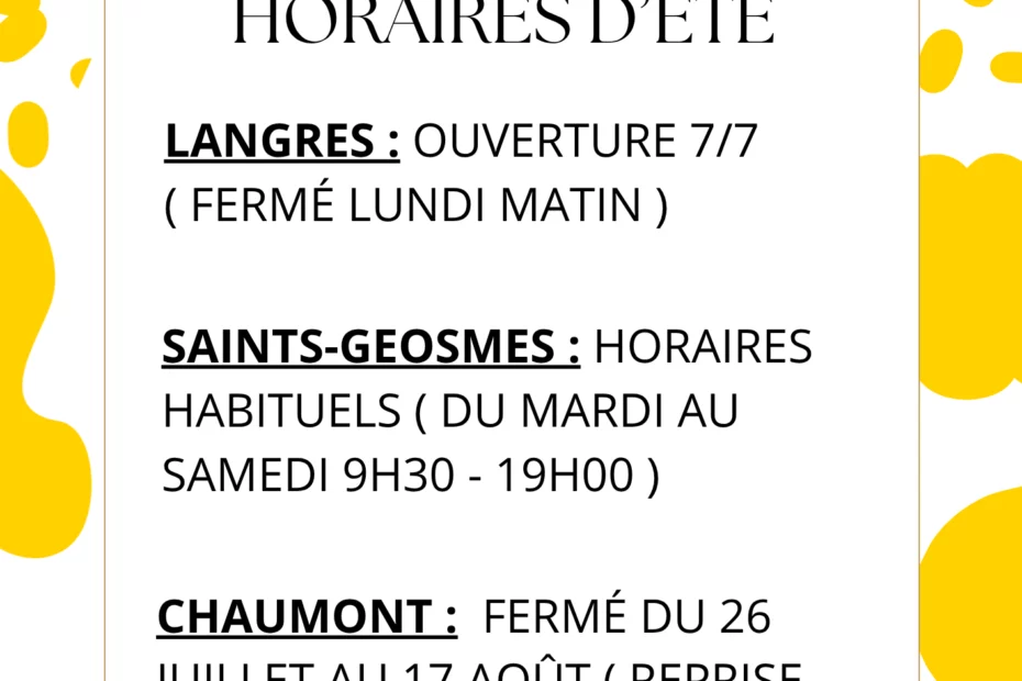 Horaires d'été